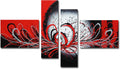 Black and Red Abstract Oil Painting on Canvas, Pack of 2 S6661