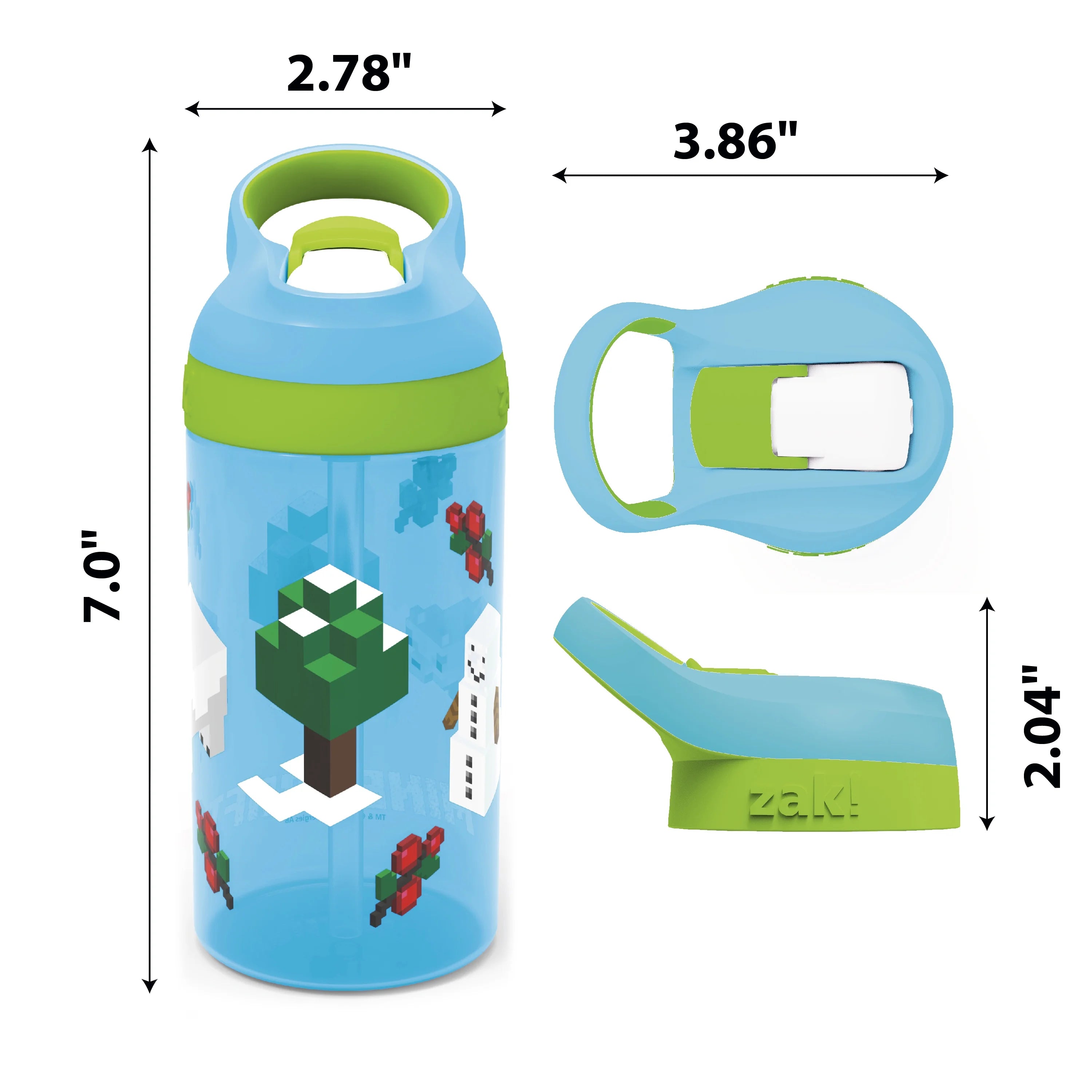 16oz Plastic Water Bottle with Straw and Carrying Loop P8340