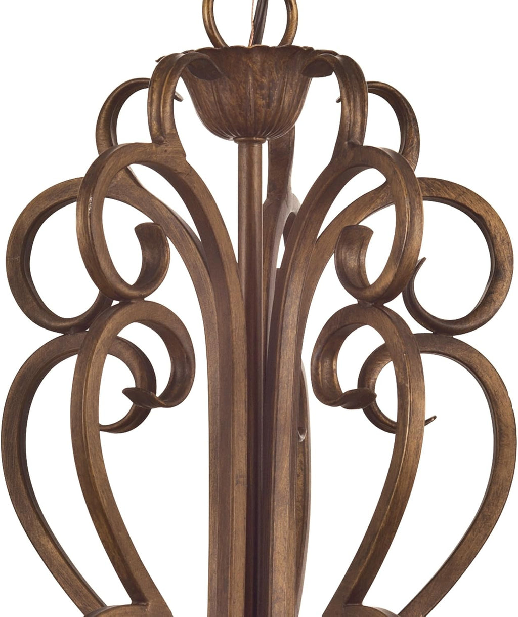 Five-Light Interior Chandelier, Ebony Gold Finish with Burnt Scavo Glass Y70025