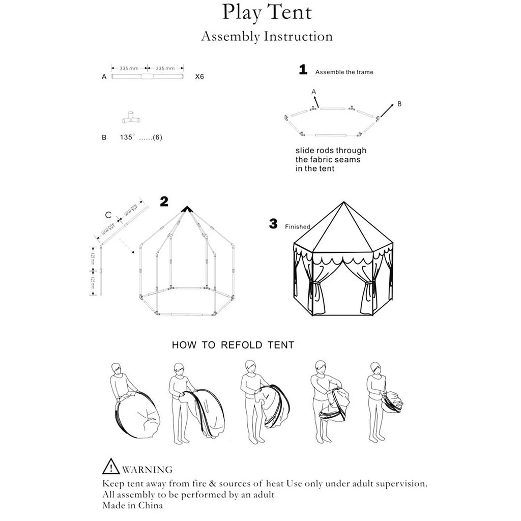 Princess Castle Tent Playhouse with Carry Case P5723