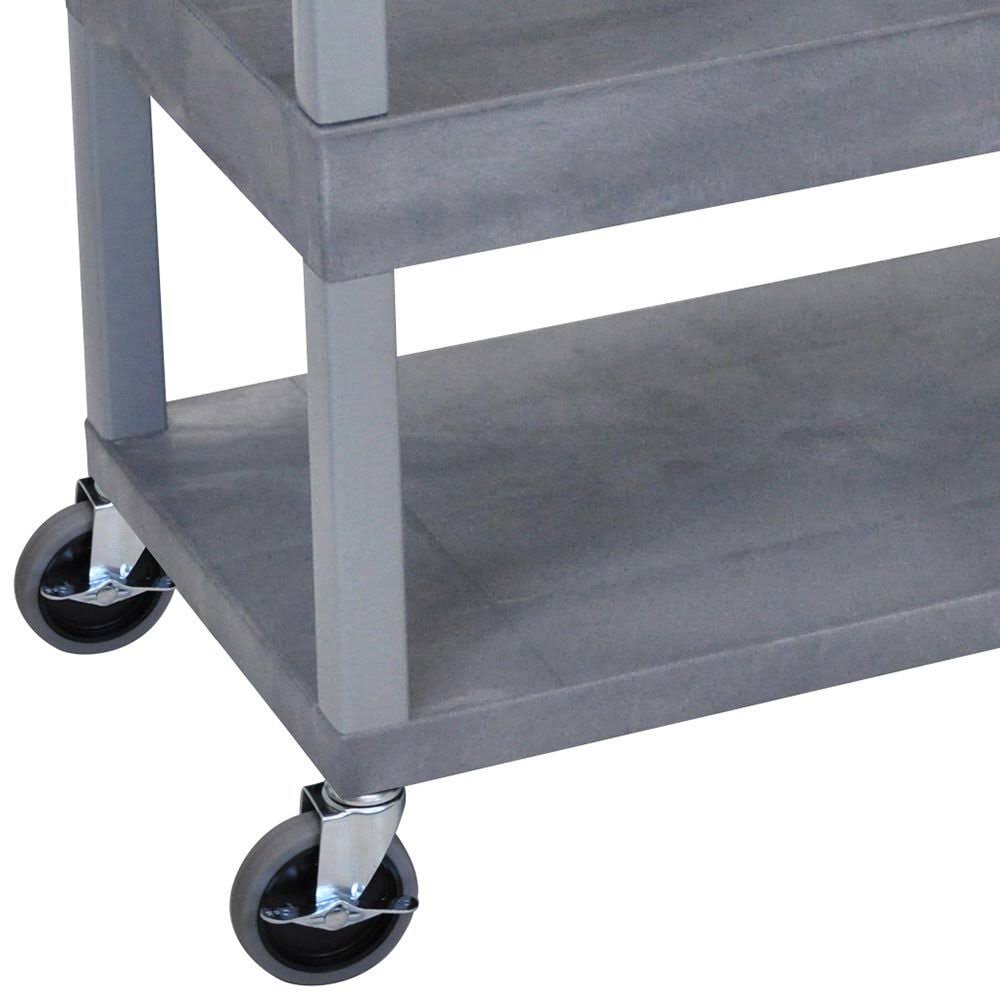 Gray 18x32 Cart with 2 Flat and 1 Tub Shelves E9547