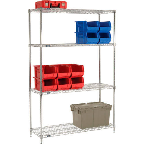 Chrome Wire Shelving Starter 48x22W x 18x22D x 86x22H V899104