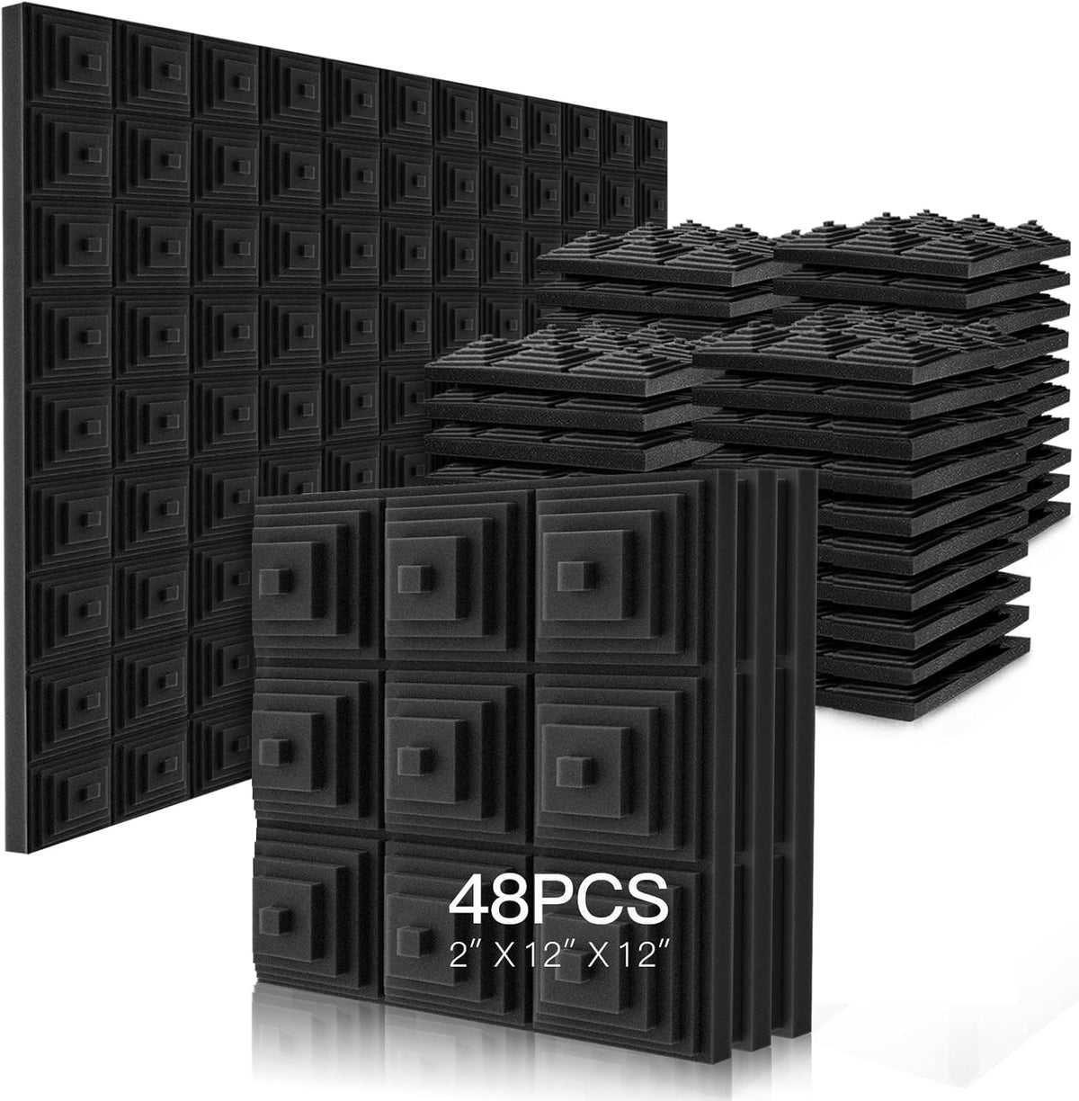 24 Pack Acoustic Foam Panels 2" x 12" x 12" L980815