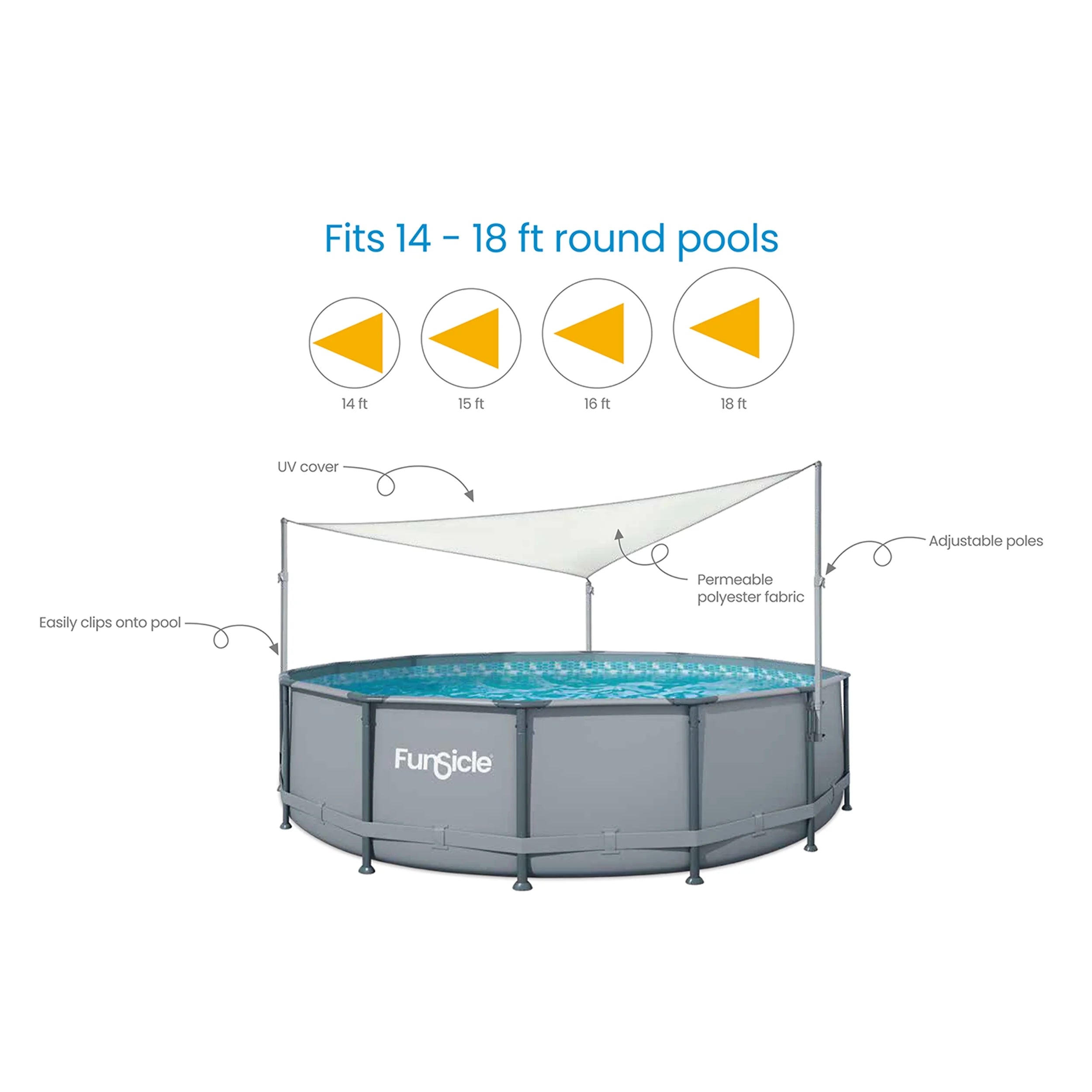 White Triangular Above Ground Swimming Pool Canopy B327