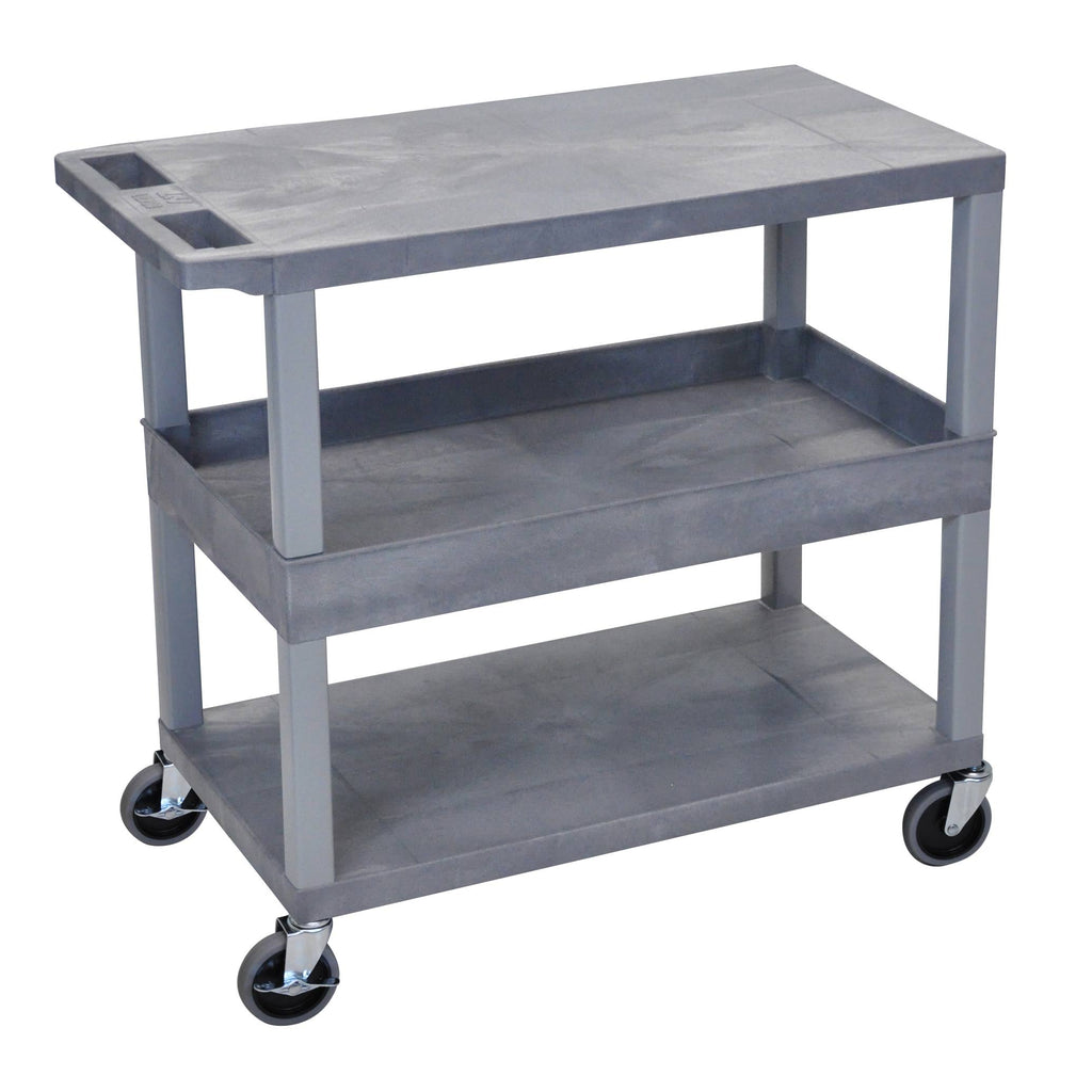 Gray 18x32 Cart with 2 Flat and 1 Tub Shelves E9547