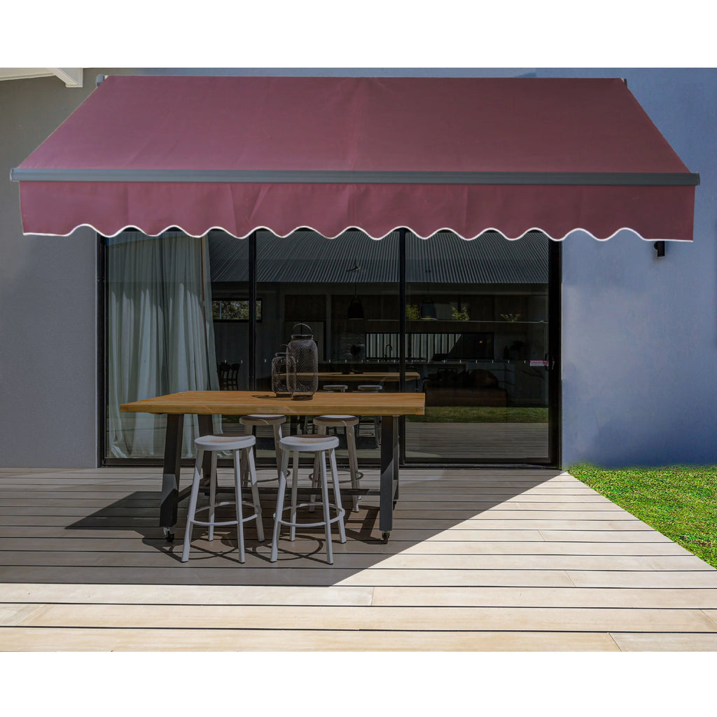 Burgundy Retractable Patio Awning V98694