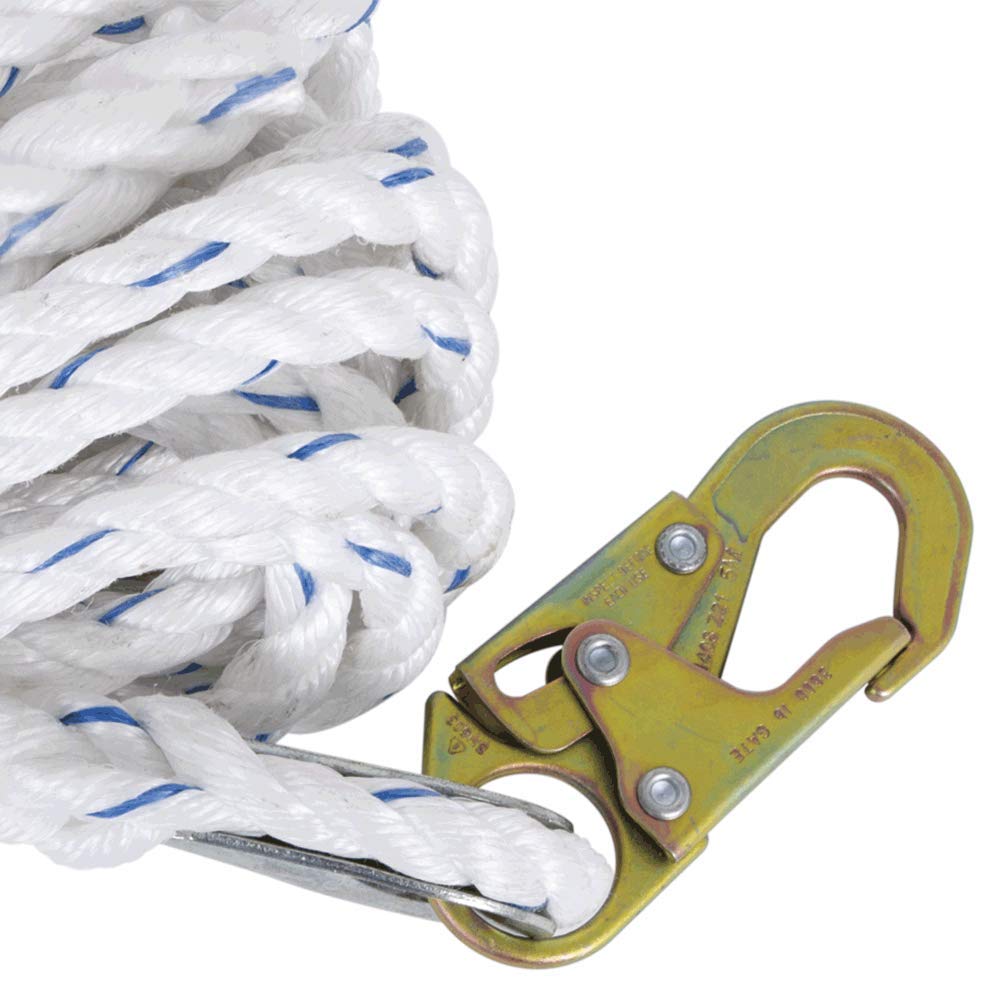 Galvanized Steel Snap Hook Safety Lifeline Rope Grab, 150 ft Vertical Cable T4101