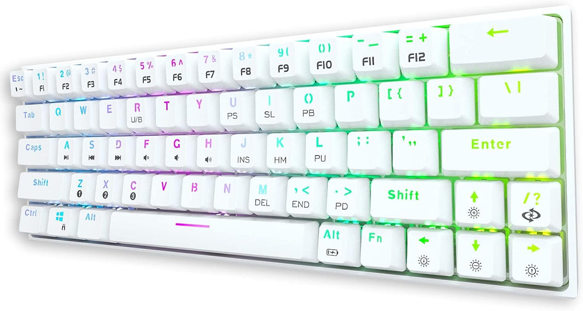 Wireless Wired 60% Mechanical Keyboard with Arrow Keys, True RGB Backlit E283