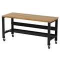 Adjustable Height Hardwood Top Workbench with Casters and Bottom Shelf, 30 in x 72 in H90585