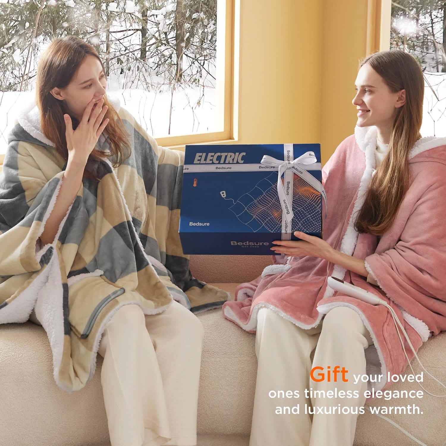 Heated Sherpa Fleece Blanket Hoodie O560