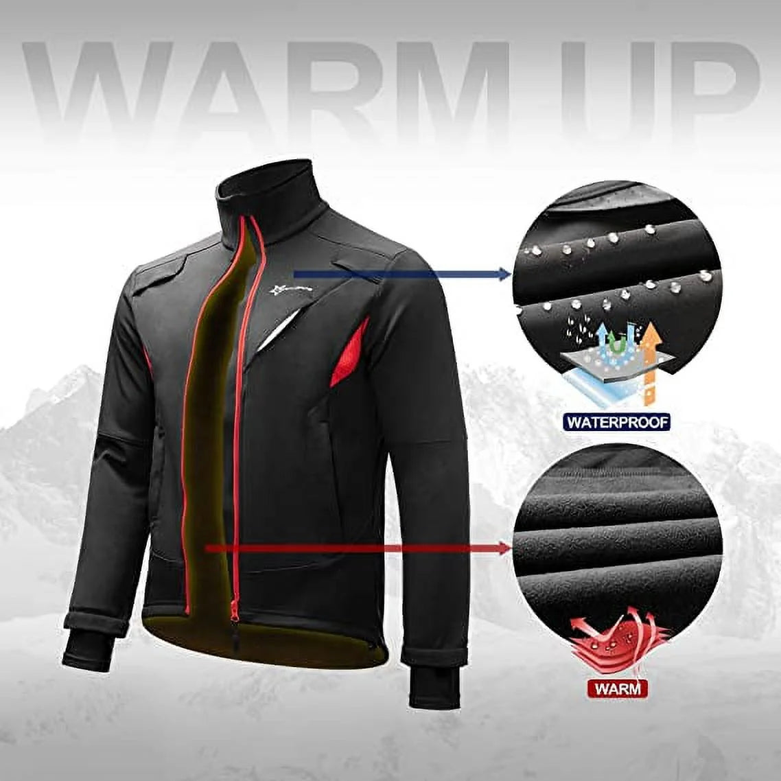 Thermal Fleece Windproof Cycling Jacket 4XL T322552