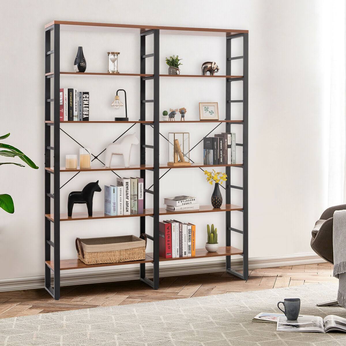 6-Shelf Bookcase Metal Storage Shelf X52948