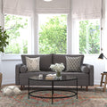 Dark Gray Tufted Faux Linen Sofa with Solid Wood Legs P188473