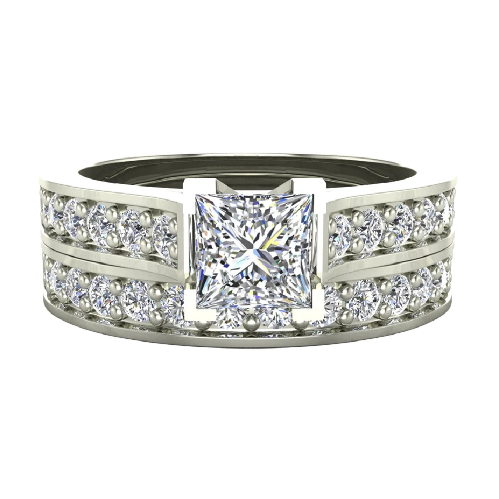 14K White Gold Diamond Wedding Ring Set 1.25 Carat Total Weight L7802