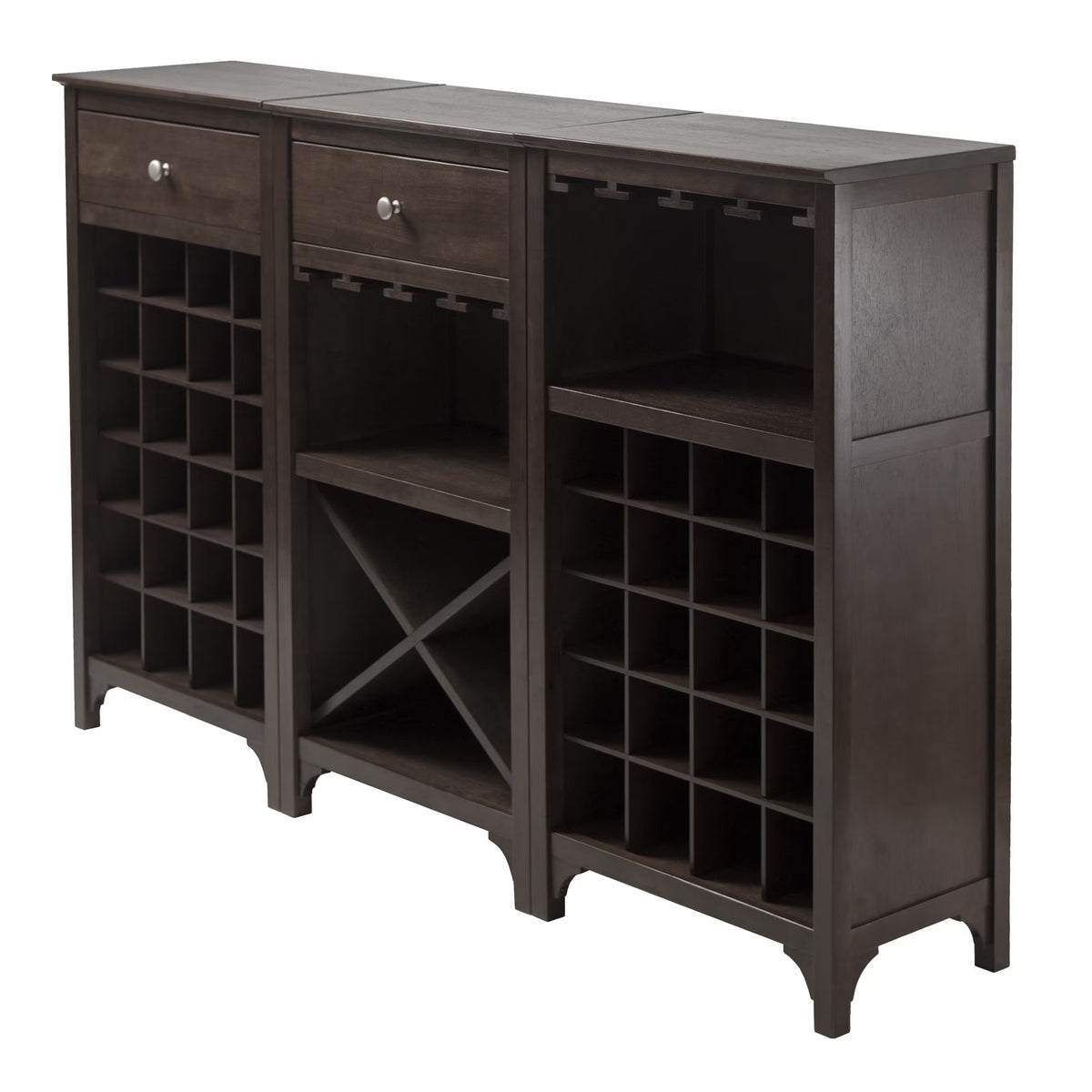 3-Pc Modular Wine Display Cabinet Set, Espresso Finish C91352