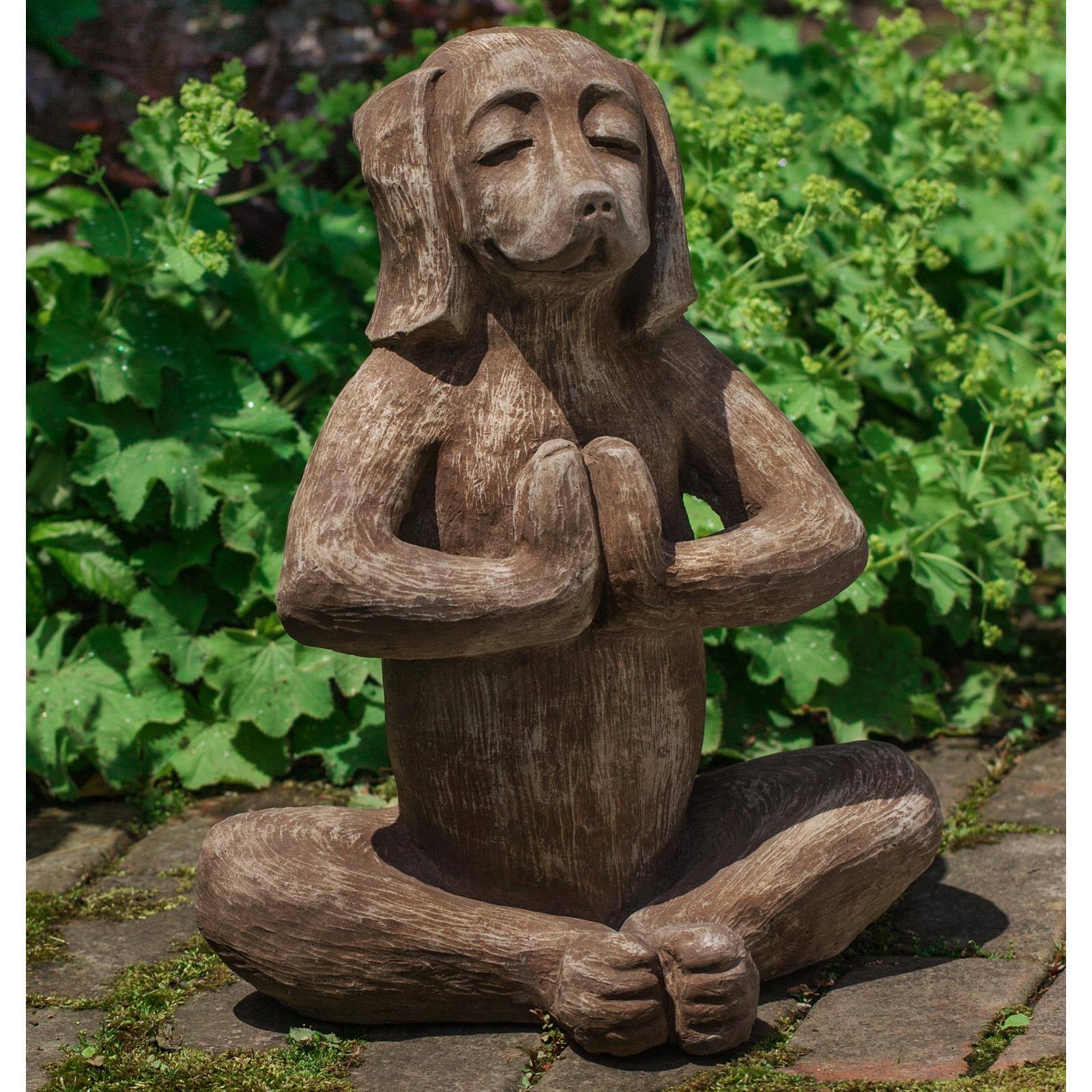 Yoga Dog Cast Stone Garden Statue E5865