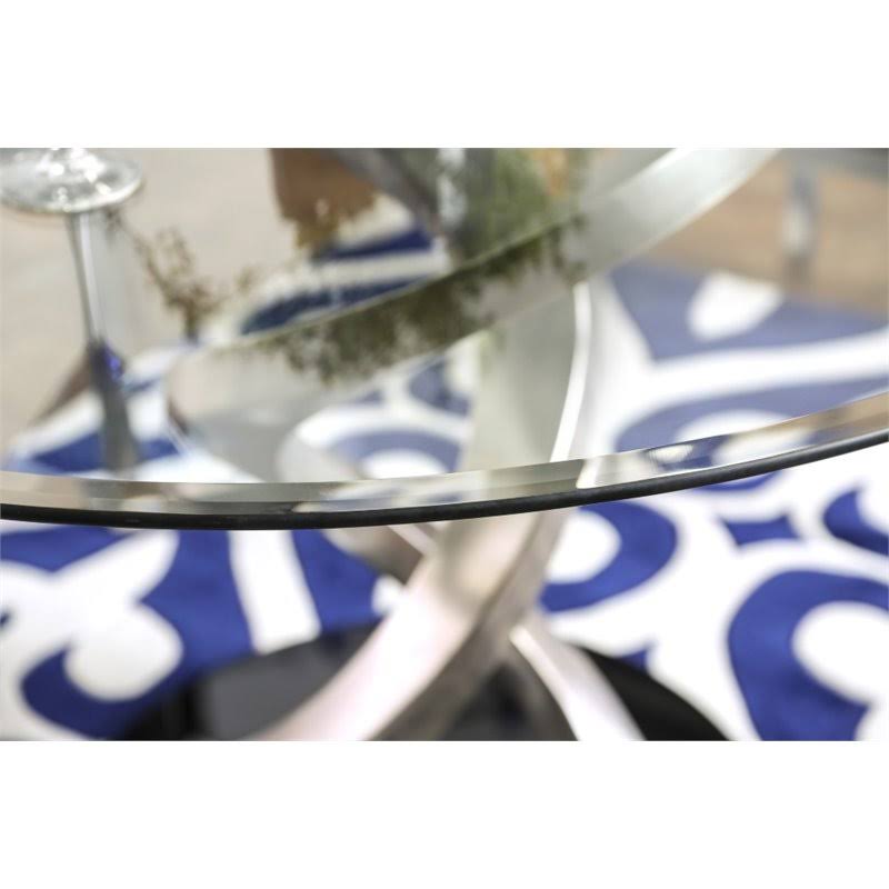 Round Clear Glass Top Dining Table in Silver Q281539
