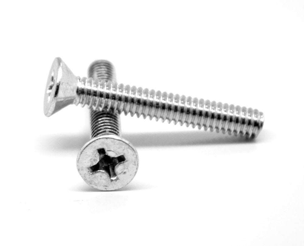 #4-40 x 3/4 Coarse Thread Machine Screw Phillips Flat Head Low Carbon Steel Zinc Plated Pk 10000 B62607