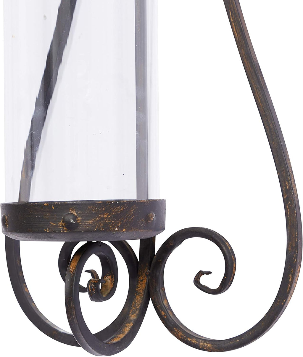 Metal Glass Candle Sconce, 7 by 27-Inch D939748