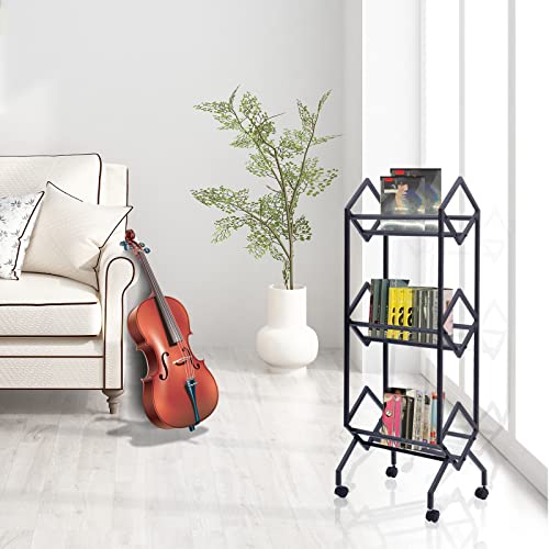 3-Tier Vinyl Record Storage Rack Mobile CD & Record Holder Shelf R307