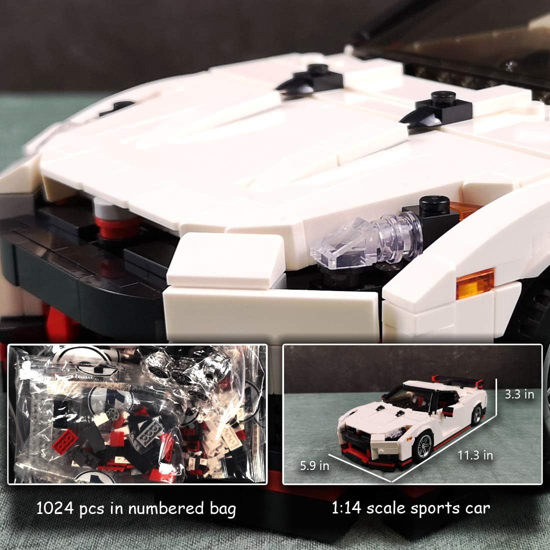 1:14 Scale MOC Building Blocks Race Car Model (1024 Pcs) Pack of 2 O197
