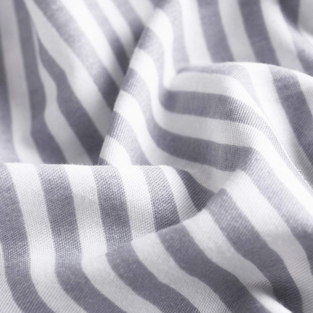 Gray White Striped 100% Cotton Duvet Cover Set, California King Size F928036