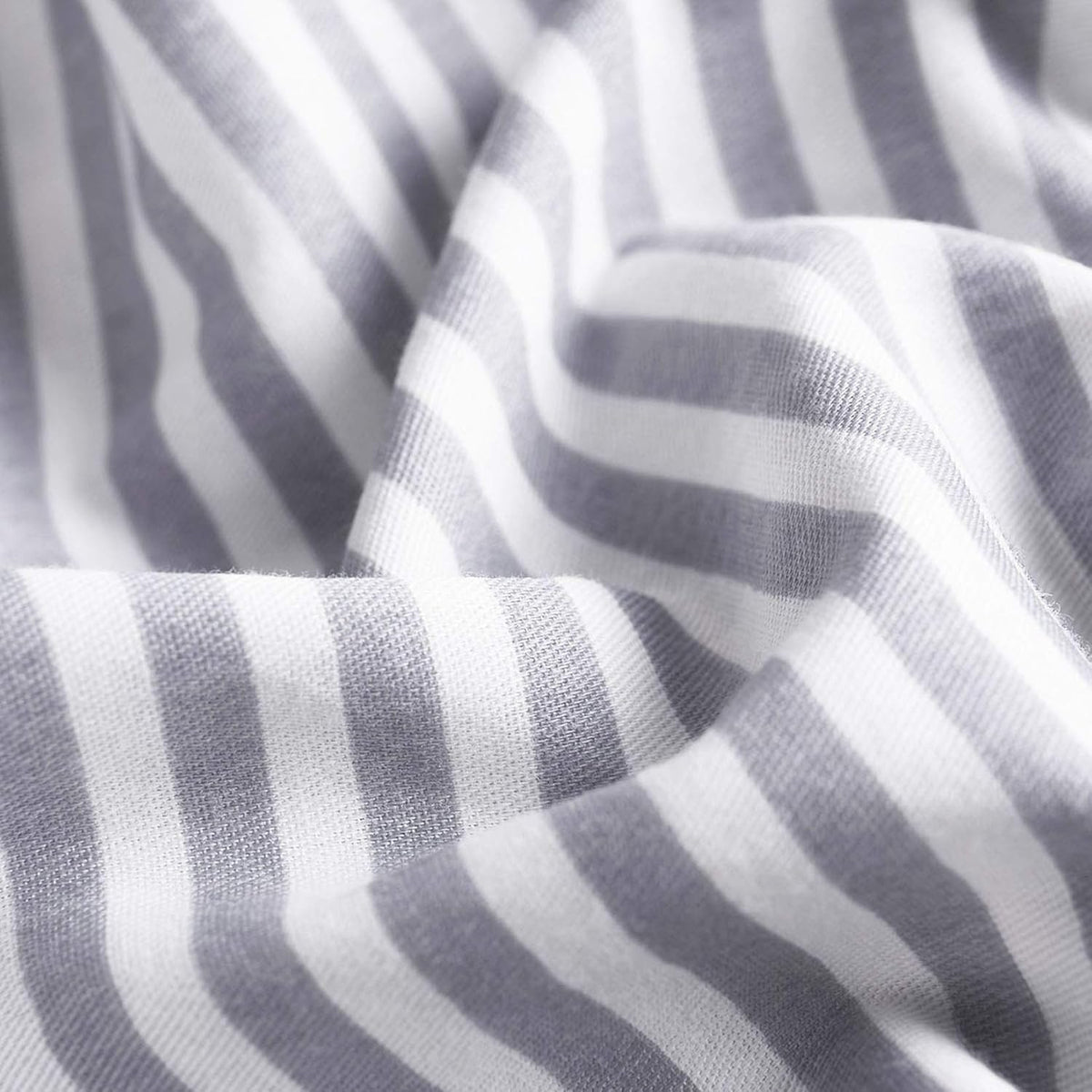 Gray White Striped 100% Cotton Duvet Cover Set, California King Size F928036