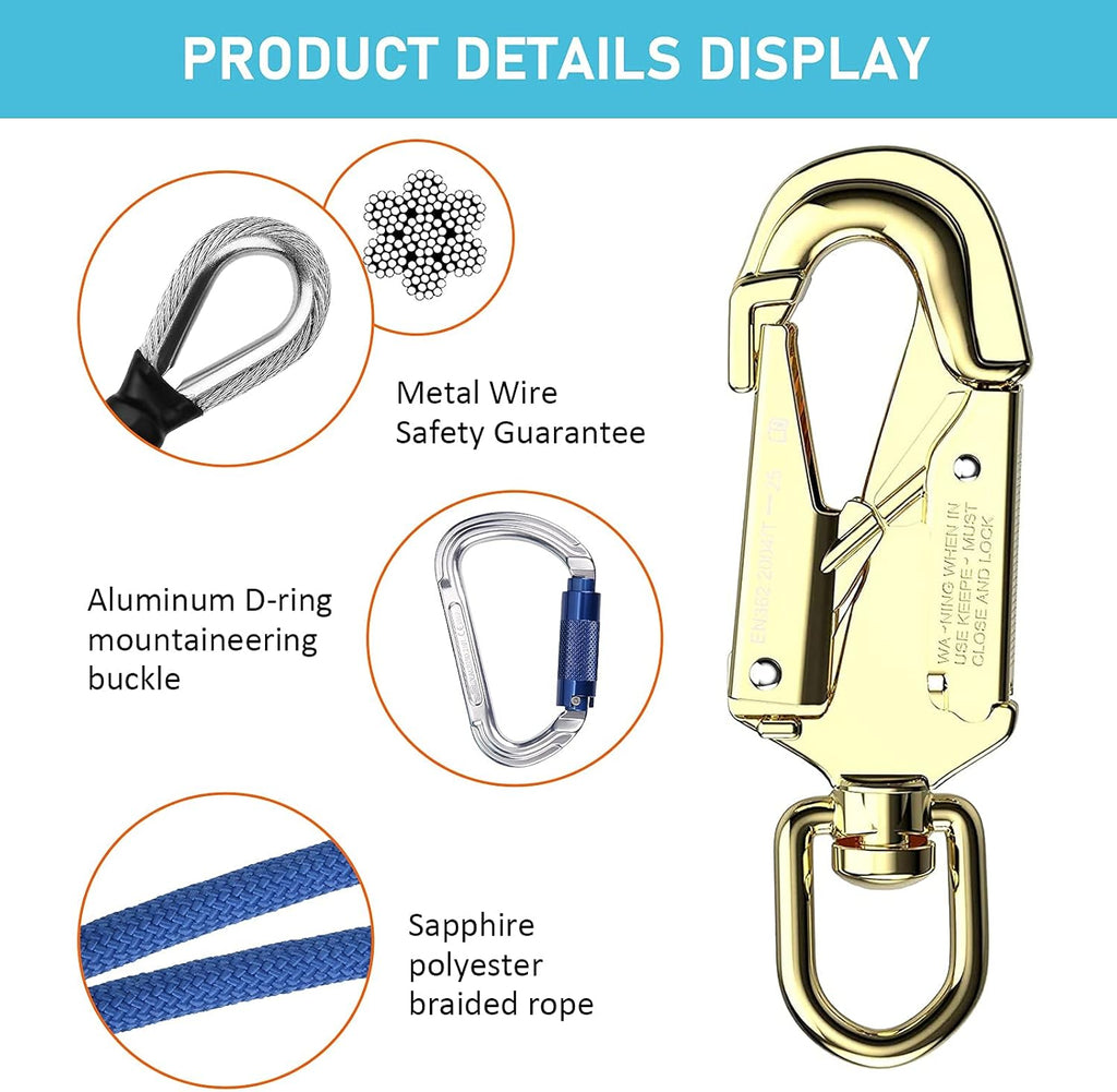 Blue Adjustable Tree Lanyard with Double Lock Carabiner, Pack of 2 F415553