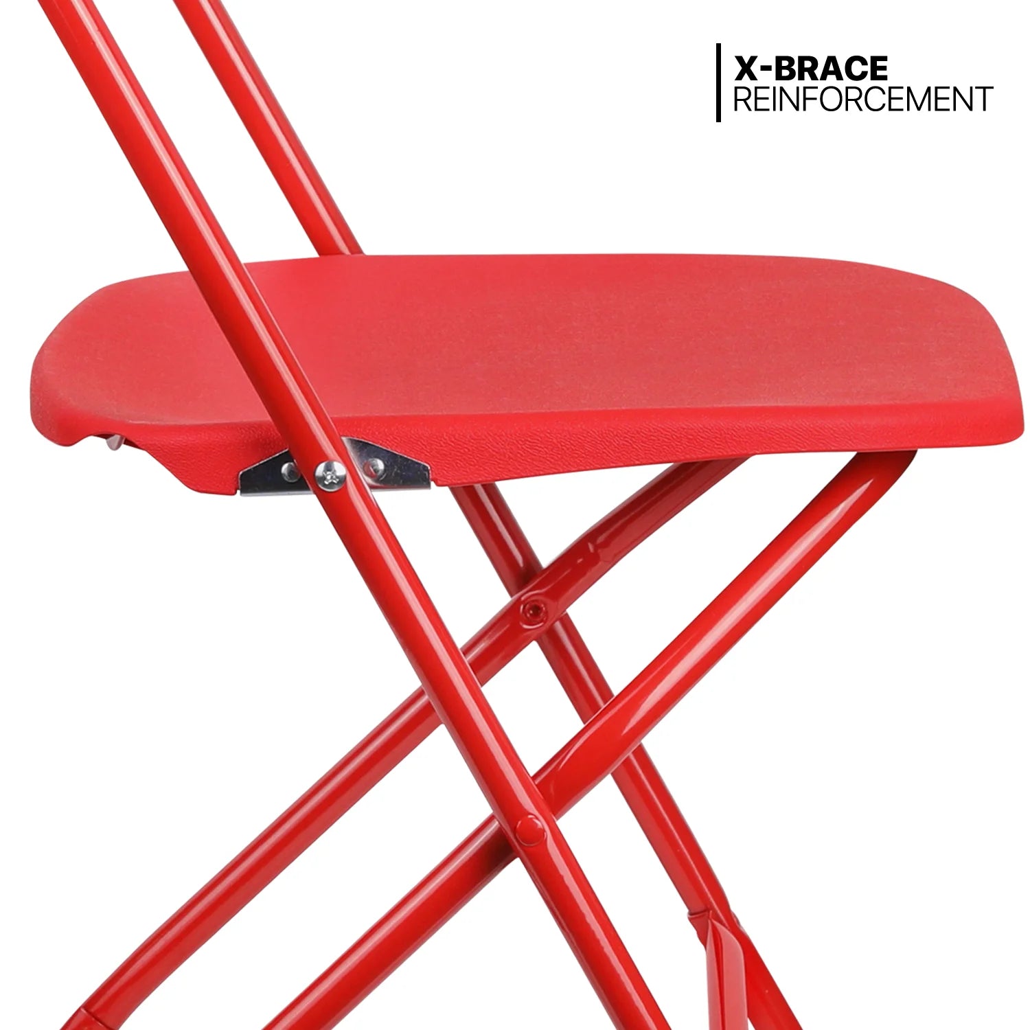 11 Pieces 8 Ft White Heavy Duty Utility Table and 10 Red Chair Set Folding Round Table with Handle P542