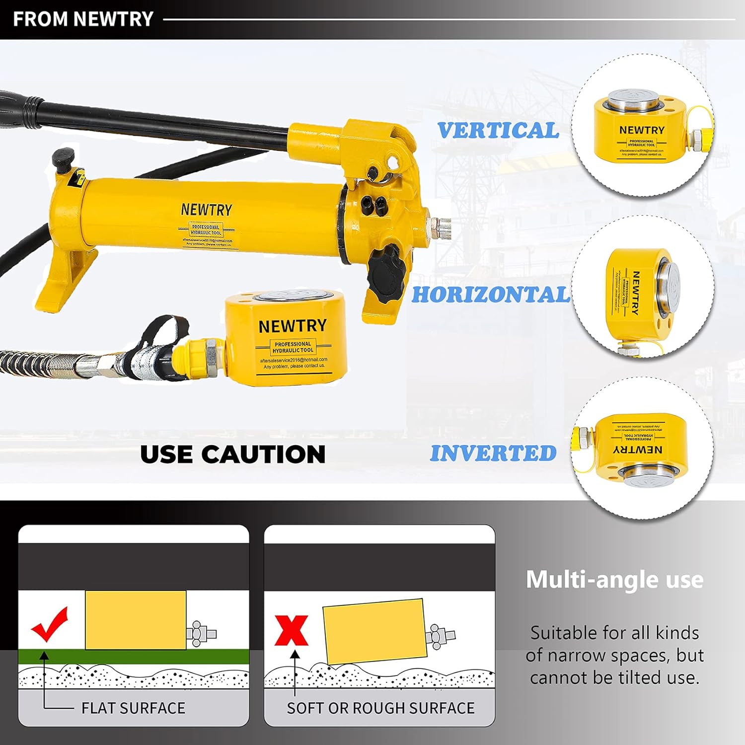 50 ton Low Profile Hydraulic Ram Jack with Hand Pump V365237
