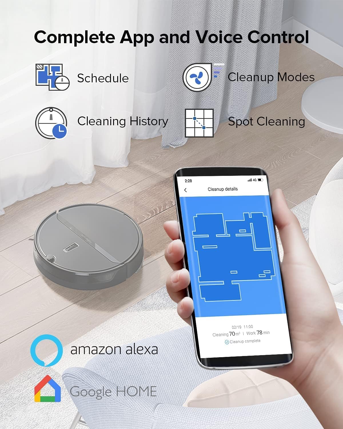 Robot Vacuum and Mop Combo with 2000 Pa Suction N81398