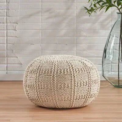 Ivory Round Pouf X461