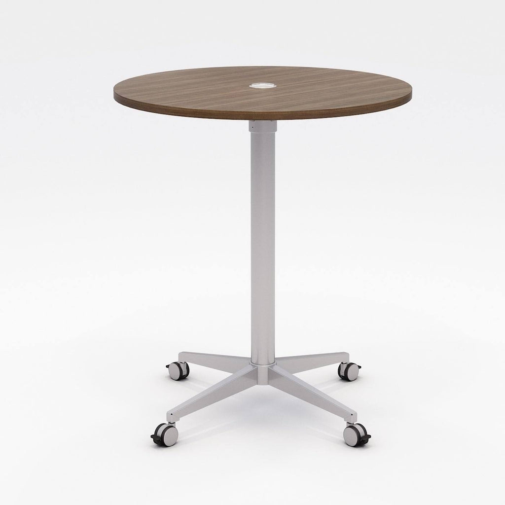 36x22 Round Teak Top Bistro Table with Casters M485
