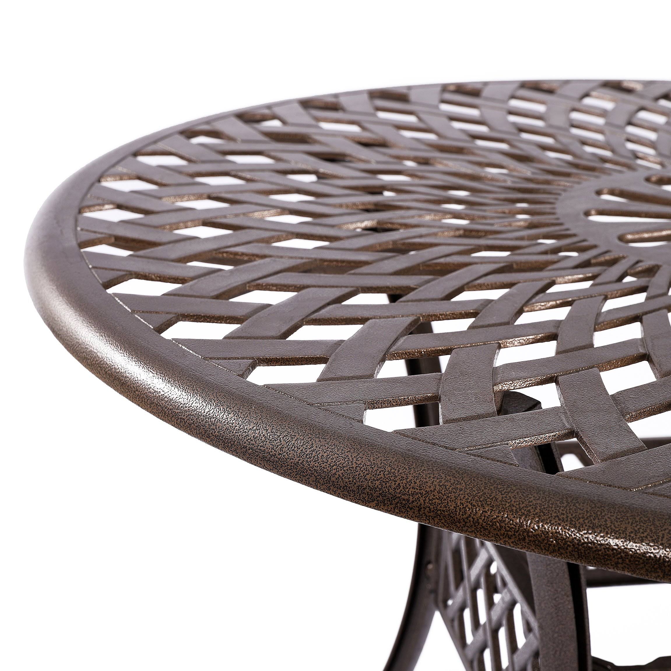 Cast Aluminum Outdoor Patio Dining Table with Lattice Weave Design in Bronze Z181320