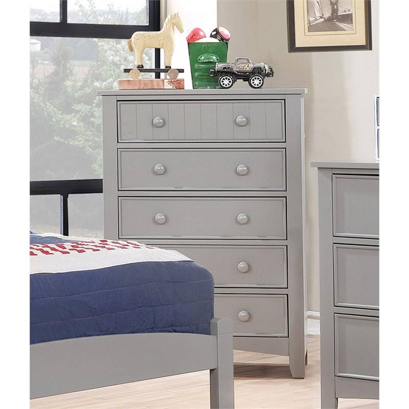 Gray Solid Wood 5-Drawer Chest V964325