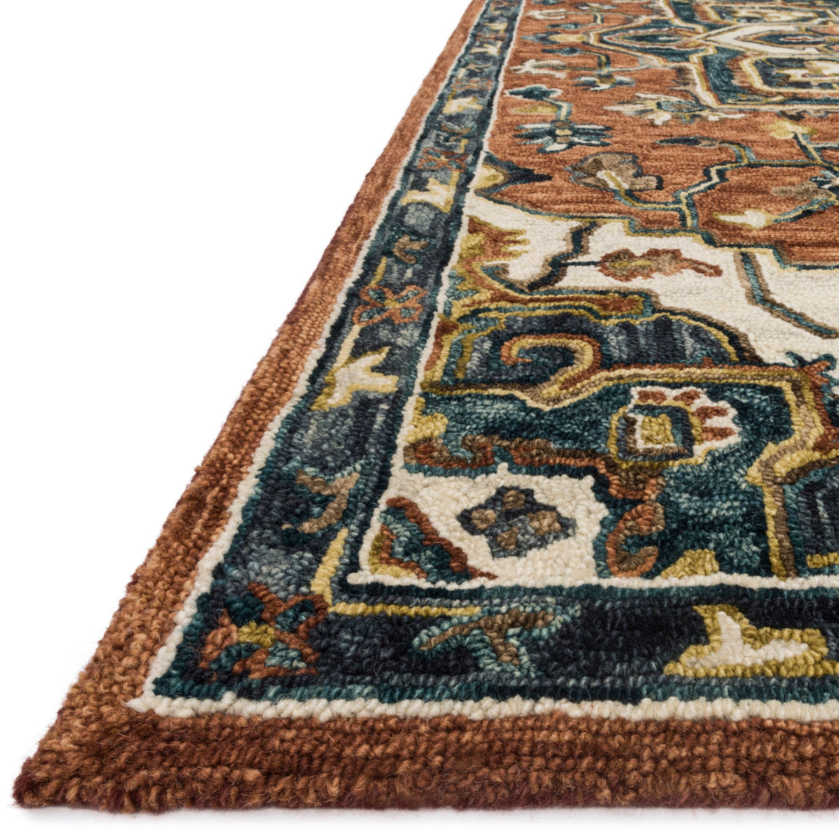 Hand-hooked Wool Star Area Rug Red/Multi 7'9" x 9'9" R831465