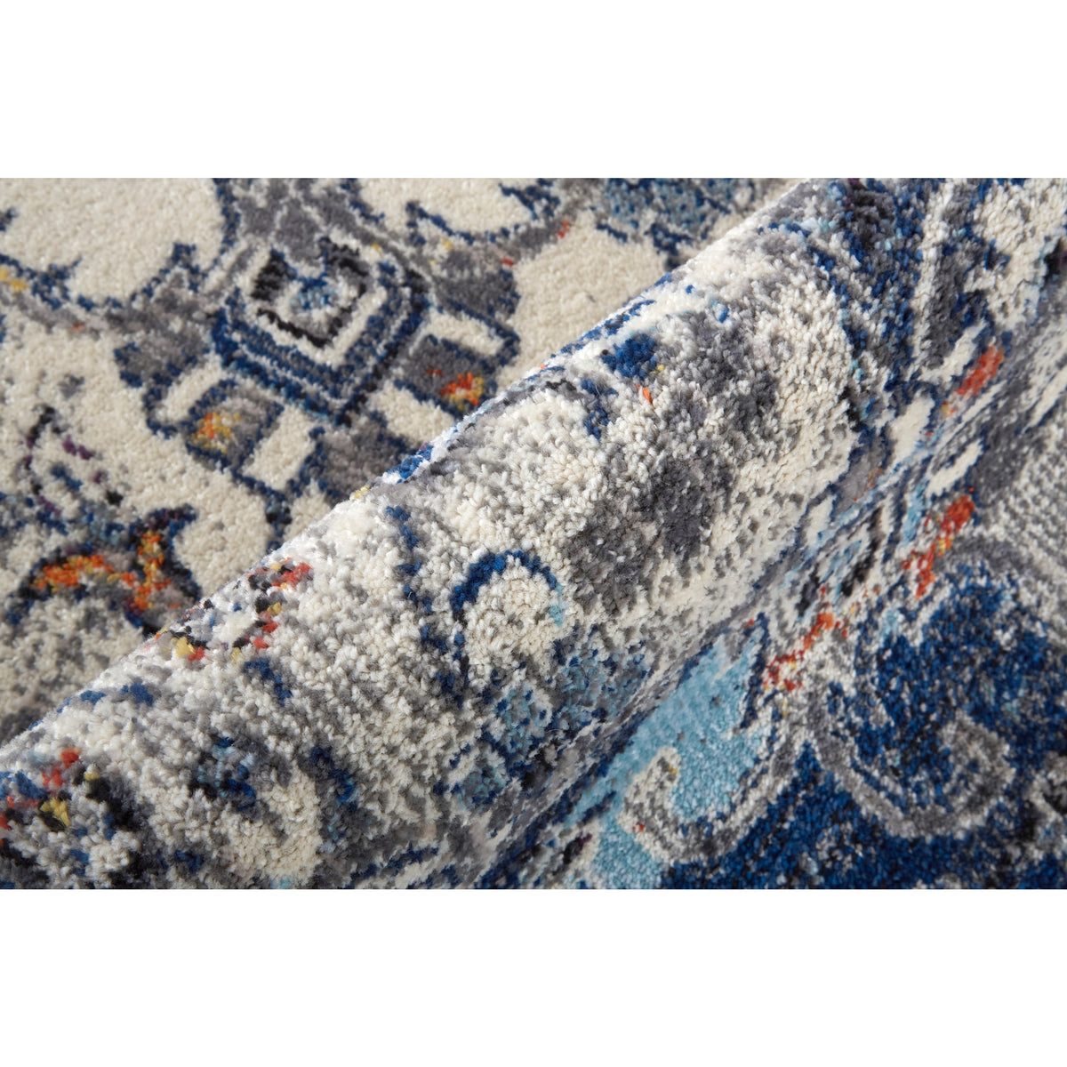 Ivory/Gray/Blue 6'-7" x 9'-6" Area Rug M7128