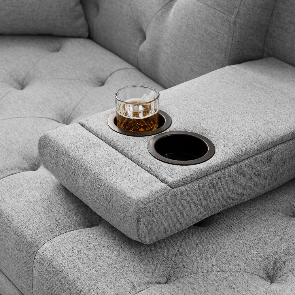 Grey Linen Convertible Sofa Bed D7099