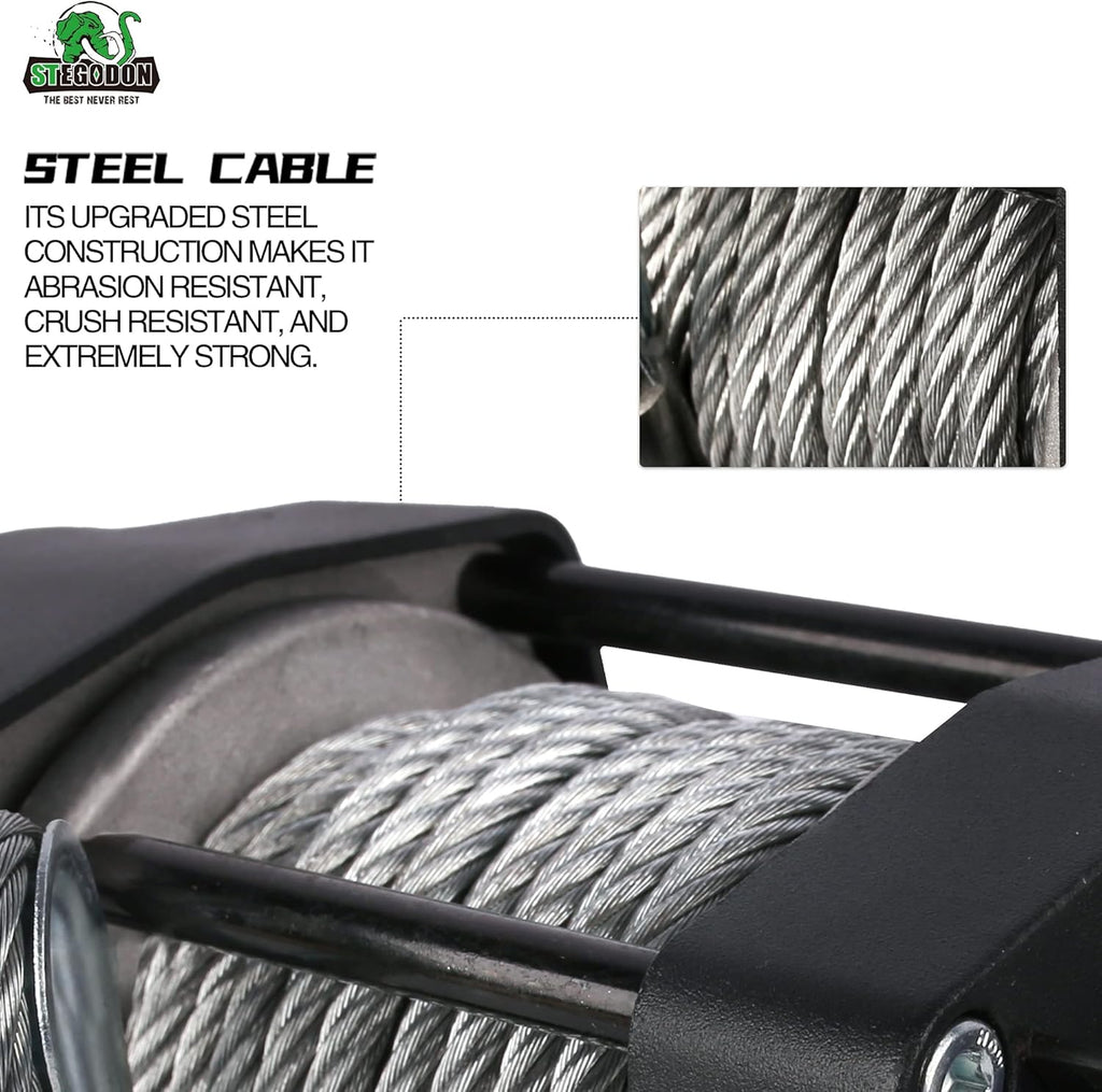 3500 lb. Load Capacity 12V Electric Winch with Wireless Remote, Waterproof IP67, Matte Black, Pack of 2 P889430