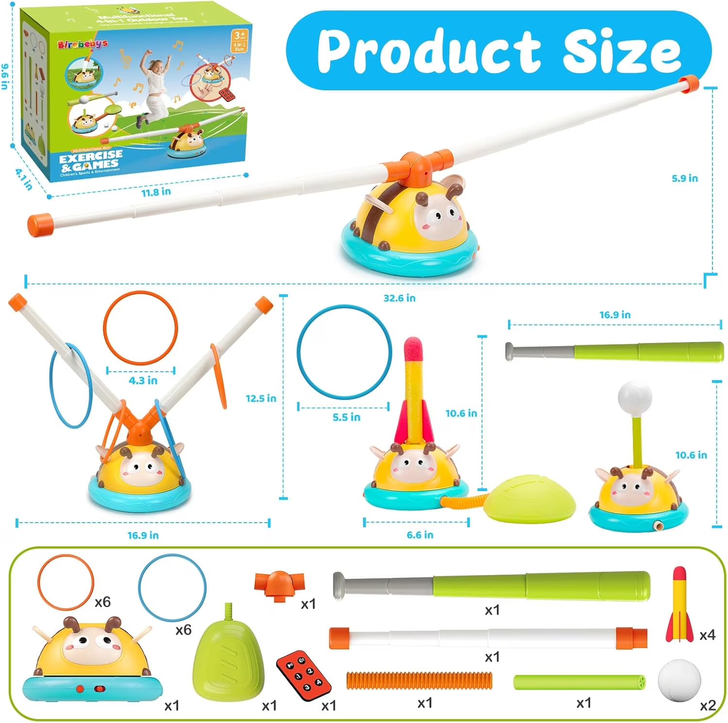 Outdoor Toy Toss Ring Baseball Game with Music X156213