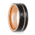 Rose Gold Black Faceted Groove Ring U38372