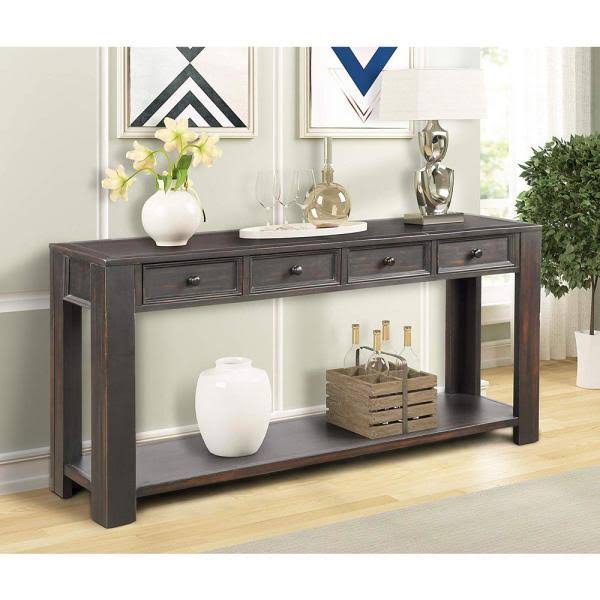 Black Grange Regency Console Table with 4-Drawer Q59372