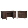 2 Piece Home Office Set with Computer Desk and File Cabinet in Coffee Oak Y7797