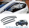 Smoke Pack of 2 Stainless Steel Trim Window Visor for Nissan Rogue 2021 2022 N735