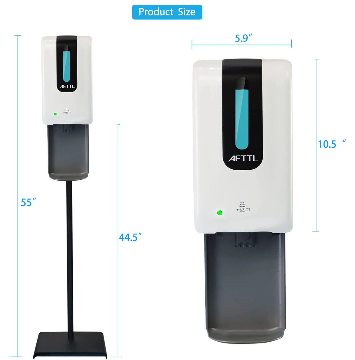 1200ml 3 in 1 Automatic Touchless Soap Dispenser Floor Stand with Drip Catcher and Adjustable Stand U17729