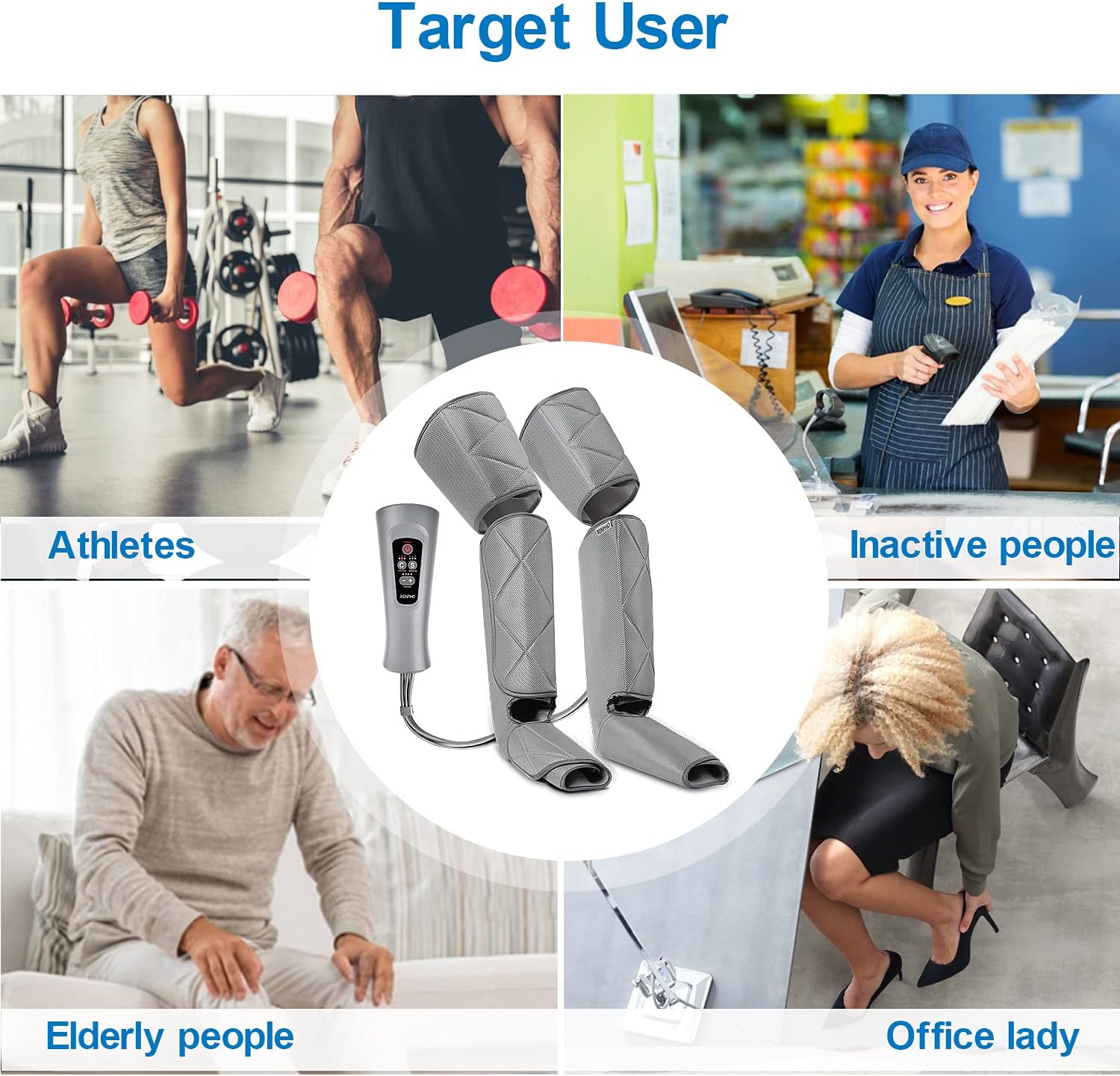 Leg Massager with Compression, 6 Modes 4 Intensities, Adjustable Leg Wrap C561945