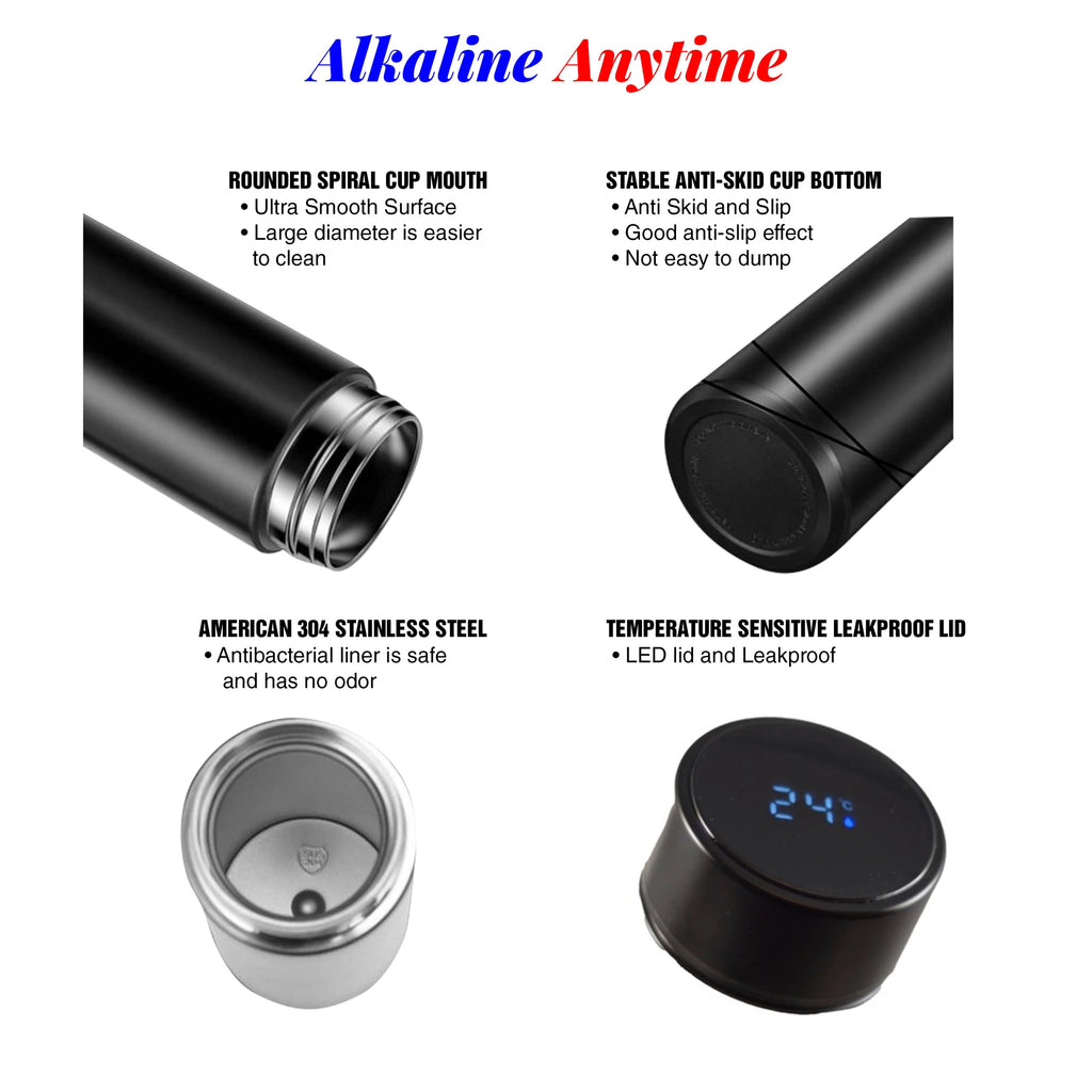 2 Lids Water Bottle with 3 Alkaline Water Pouches F4304