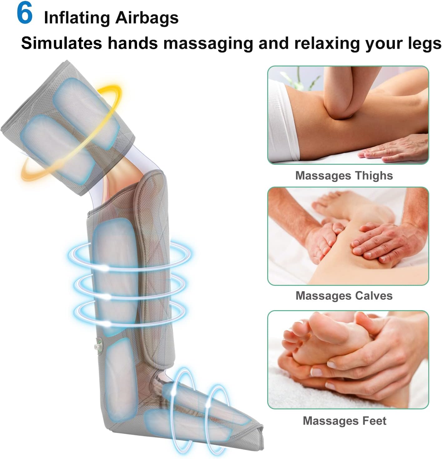 Leg Massager with Compression, 6 Modes 4 Intensities, Adjustable Leg Wrap C561945