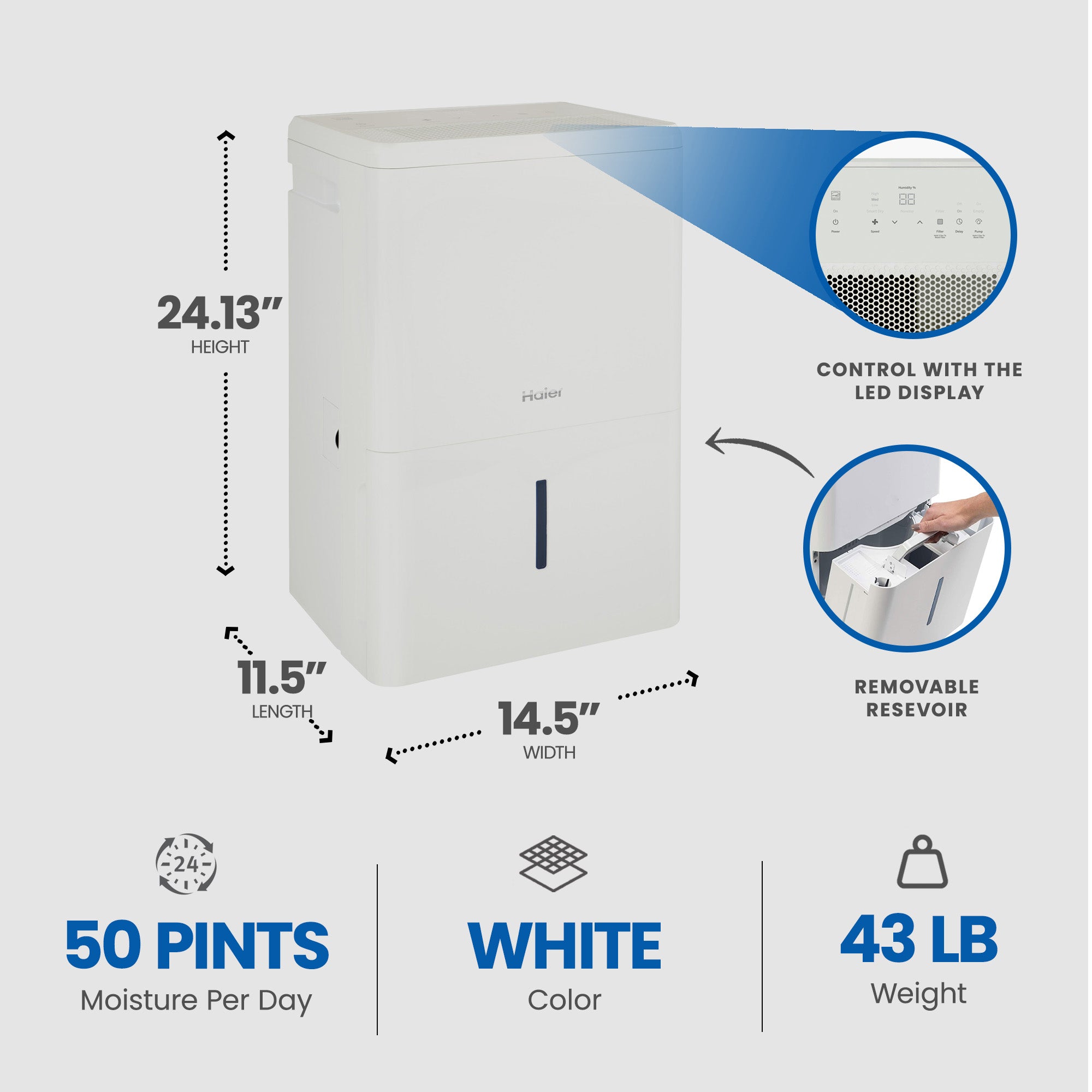 50 Pint Smart Dehumidifier Q567