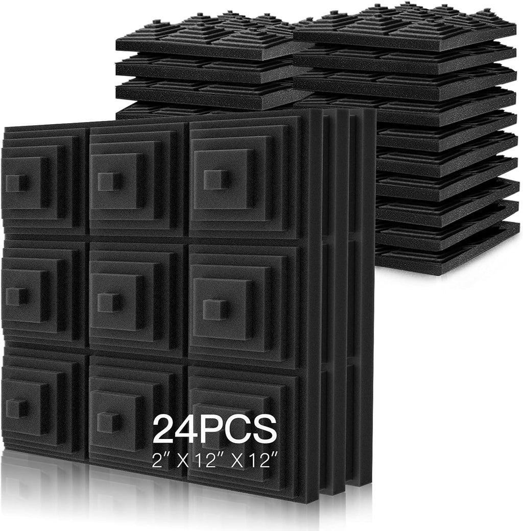 24 Pack Acoustic Foam Panels 2" x 12" x 12" L980815